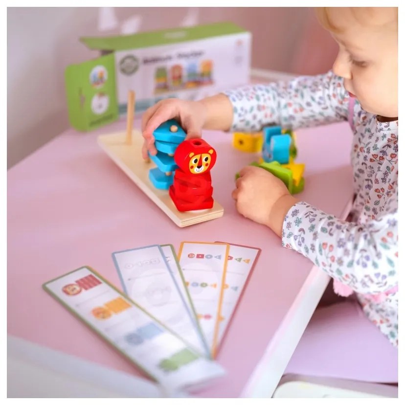 Woopie green układanka montessori piramidka zwierzątka 27 el. fsc