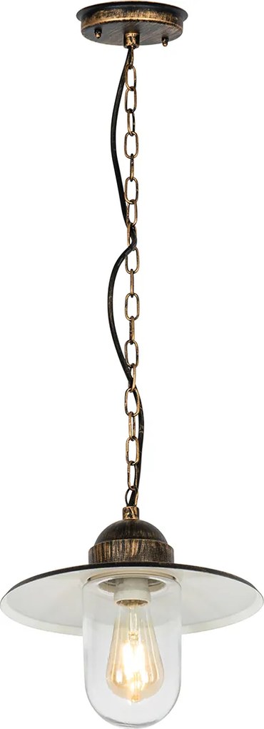 Rustykalna lampa wisząca zewnętrzna antyczne złoto IP44 - Kansas