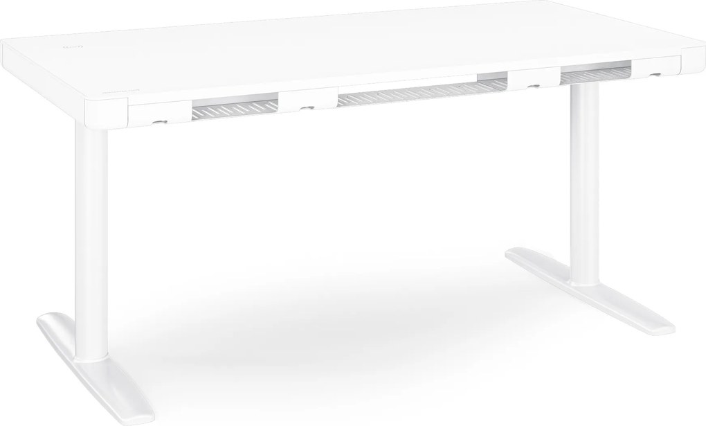 Biurko elektryczne sit-stand z szufladą i ładowarką bezprzewodową Qi białe, 1400 mm: ELLIS