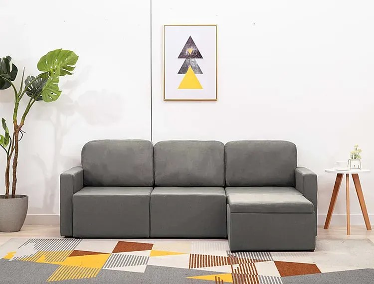 Rozkładana sofa modułowa taupe tkanina - Odi 4Q