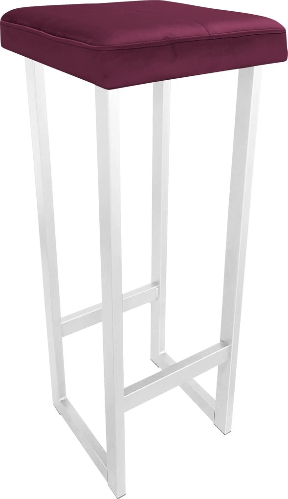Hoker ALEX krzesło barowe tkanina Welur podstawa metalowa : Kolor Stelaża - Biały, Kolor tkaniny - VELVET - MG02, Wysokość - 90 cm
