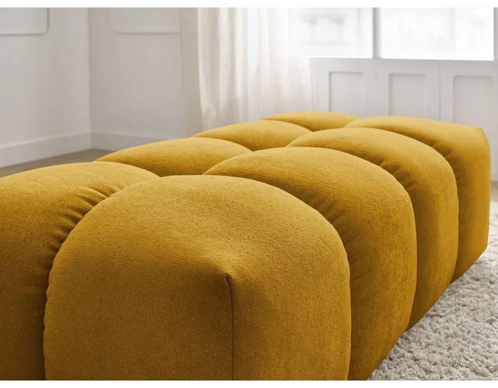 Musztardowy podnóżek z materiału bouclé Everest – Bobochic Paris