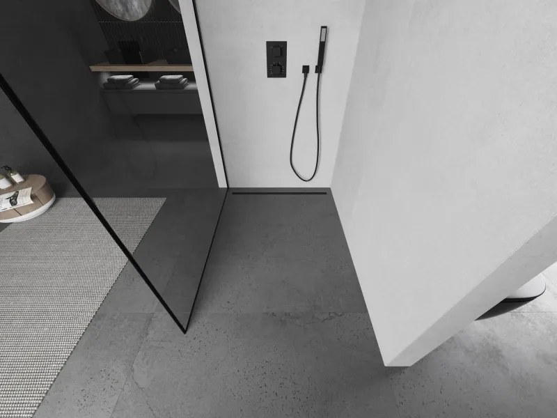 Mexen Kioto ścianka prysznicowa Walk-in 80 x 200 cm, czarna ramka 8 mm, czarna - 800-080-101-70-70