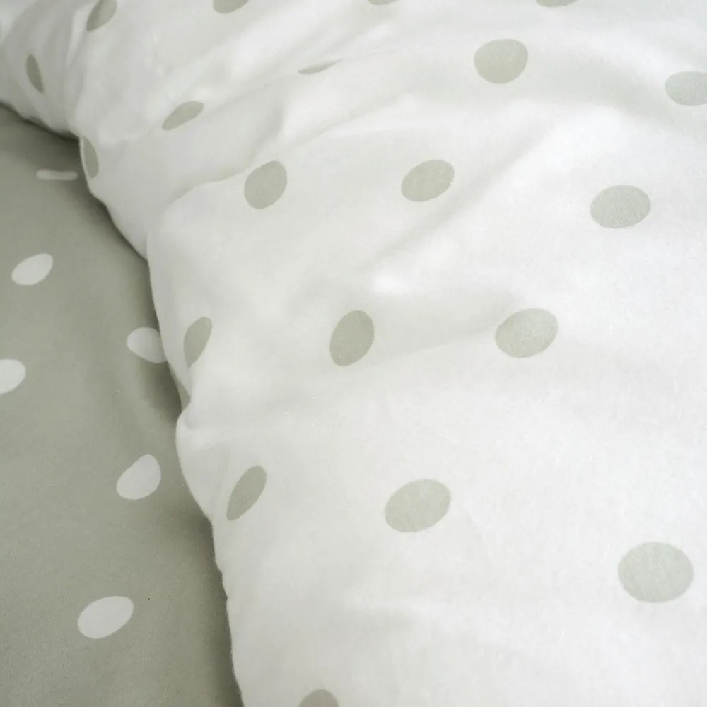 Biało-zielona flanelowa pościel dwuosobowa 200x200 cm Polka Dot – Catherine Lansfield