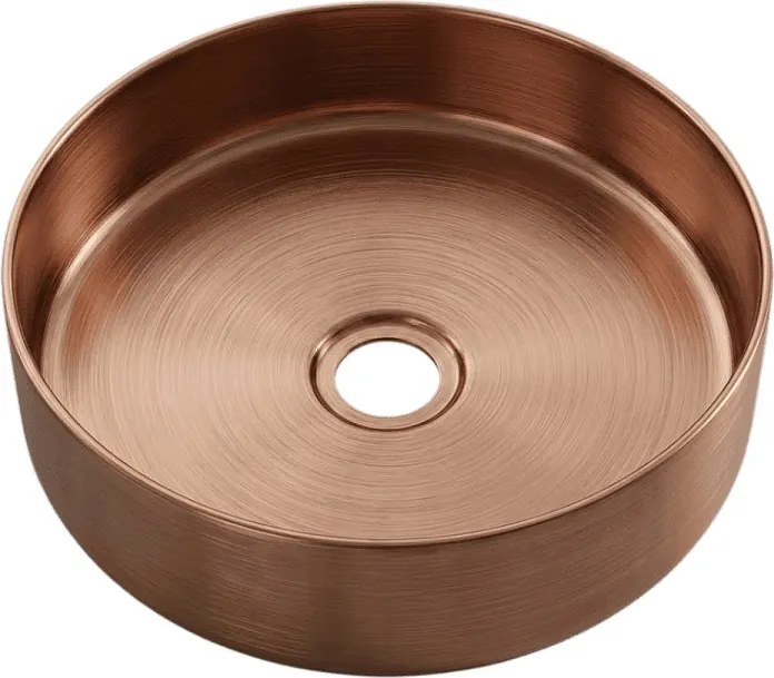 Essenox okrągła umywalka nablatowa 37.5 cm ze stali nierdzewnej szczotkowane miedź - Essebagno