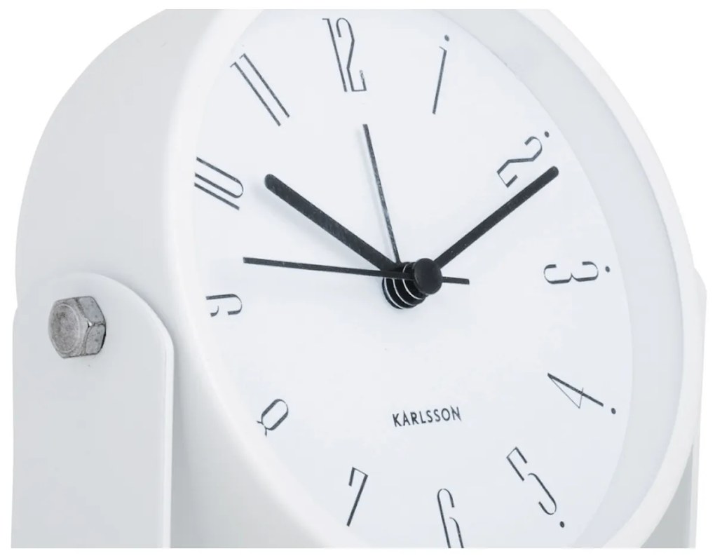 Karlsson 5989WH designerski budzik biały,średnica 12 cm