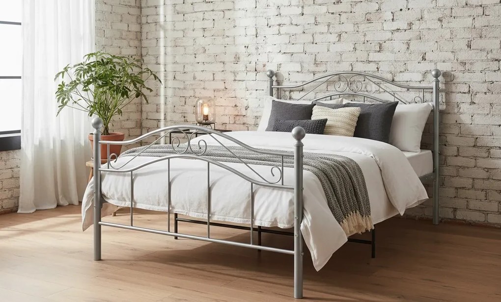 Szare metalowe łóżko w stylu loftowem 120x200 cm K6-M72