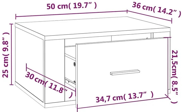 Biała wisząca szafka nocna z szufladą E5-D65