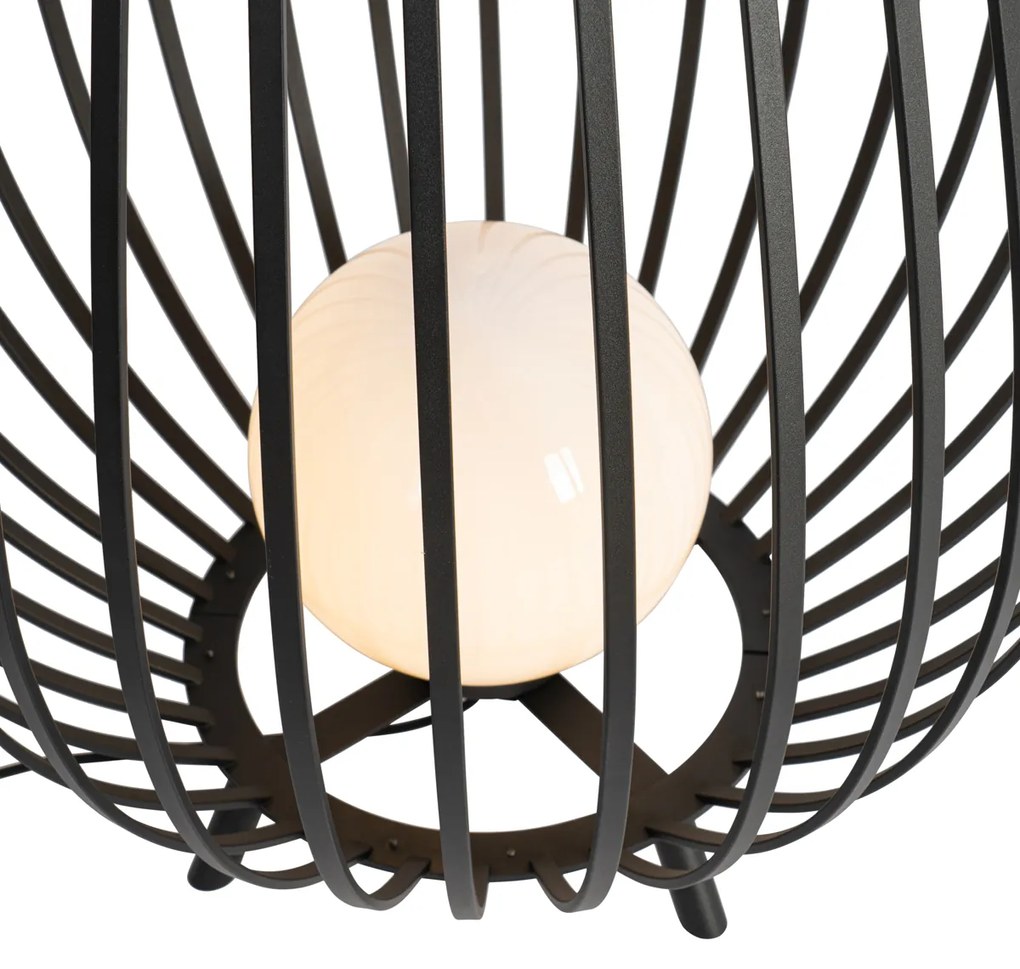 Designerska lampa podłogowa czarna z opalinem 110 cm - AngelaDesignerski Oswietlenie wewnetrzne
