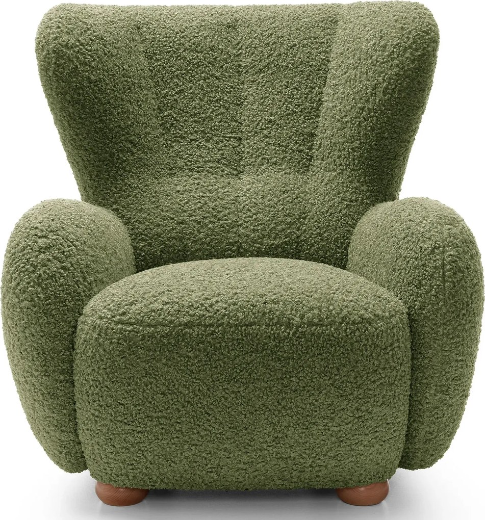 Zielony fotel uszak baranek oliwkowy T7-M08