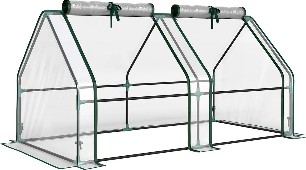 Outsunny Szklarnia z oknem na zamek błyskawiczny, mrozoodporna szklarnia foliowa ze stali 180 x 90 x 90 cm przezroczysta | Aosom PL