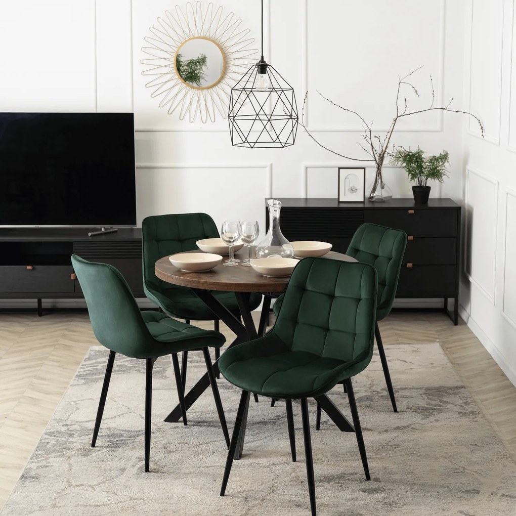 Stół Okrągły Rozkładany LUGO 90-190 cm Dąb Rustykalny/Czarny Loft