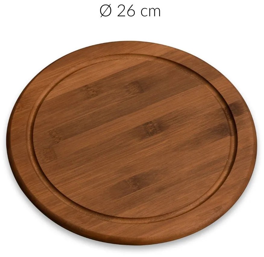 Okrągła deska o serwowania, ciemny bambus, Ø 26 cm