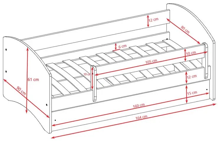 Łóżko dla dziecka z barierką Happy 2X 80x160 - białe