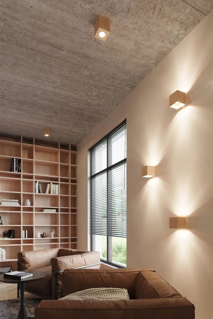 Kinkiet QUAD naturalne drewno SOLLUX LIGHTING