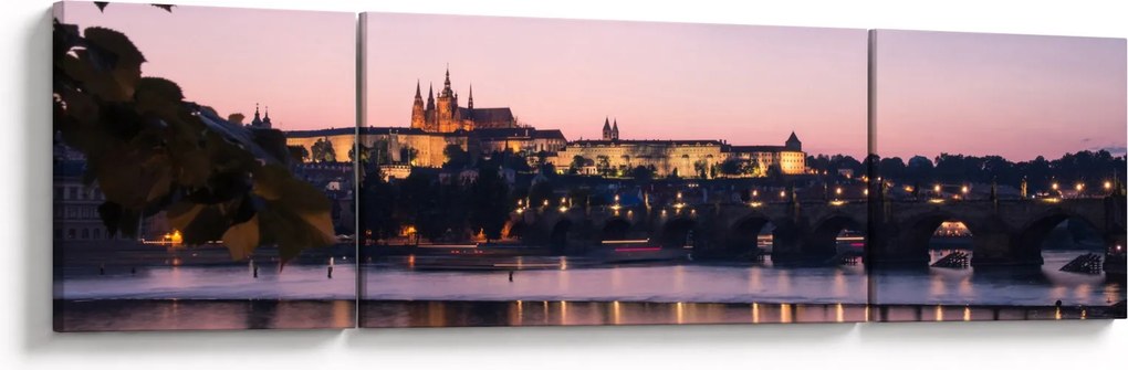 Obraz Zamku Praskiego i Wełtawy (170x50 cm)