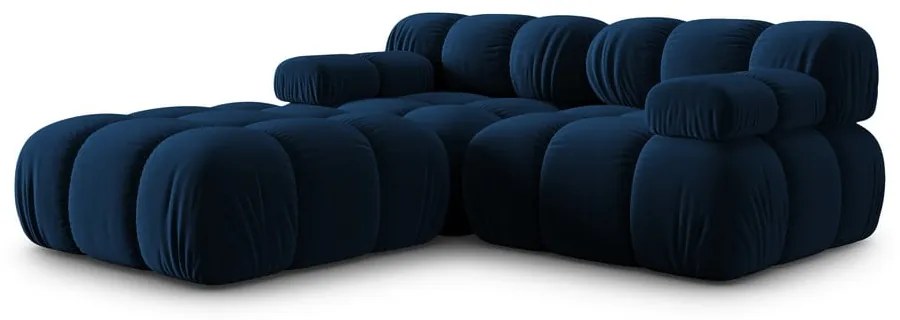 Niebieski aksamitny narożnik Bellis – Micadoni Home