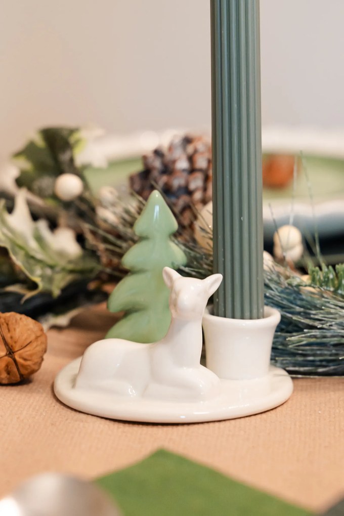 Świecznik ceramiczny z choinką, 8 cm