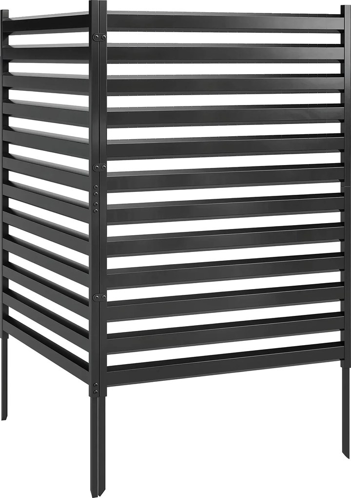 Outsunny Płot ogrodowy 2 panele 91 x 152 cm metalowy płot ochronny z słupkami i kapturkami, odporny na rdzę, czarny | Aosom PL