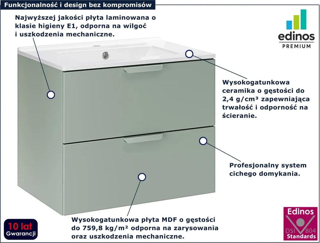 Zielona szafka łazienkowa z umywalką P3-S58