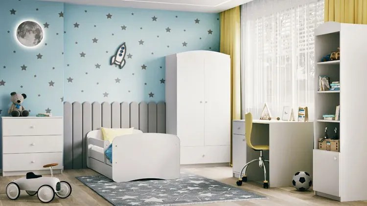 Białe łóżko dziecięce z materacem 70x140 - Rostok
