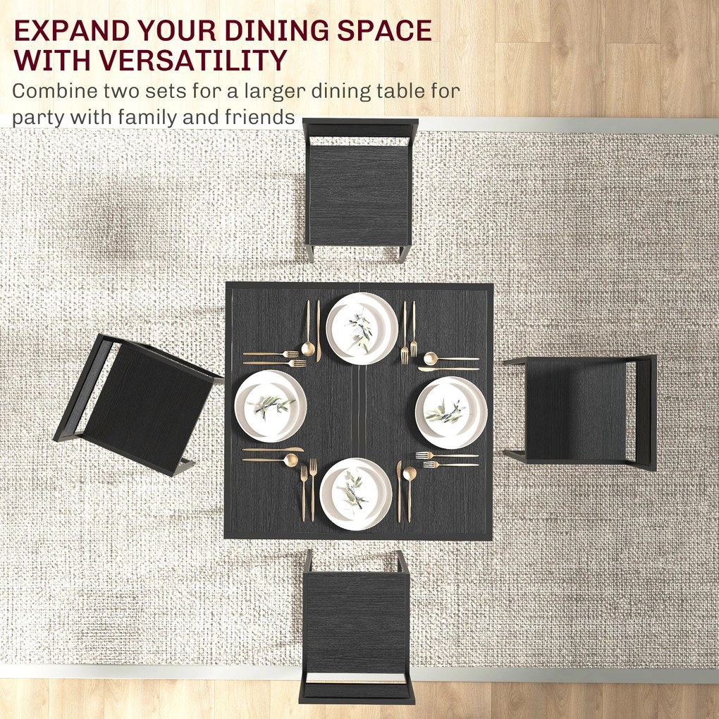 3-częściowy zestaw wysokiego stołu HOMCOM, zestaw 3-częściowy, 2 krzesła, 1 stół, 90 cm x 47 cm x 76 cm, czarny