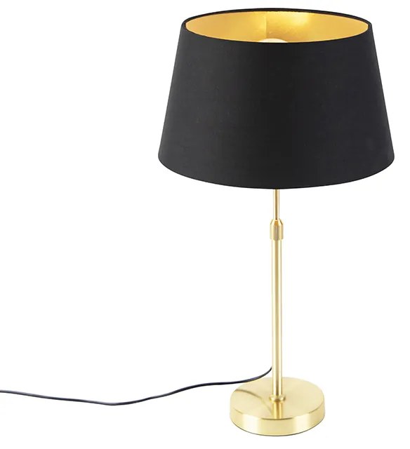 Lampa stołowa złoto/mosiądz z abażurem czarnym ze złotem 32 cm - Parte klasyczny/Antyczny Oswietlenie wewnetrzne