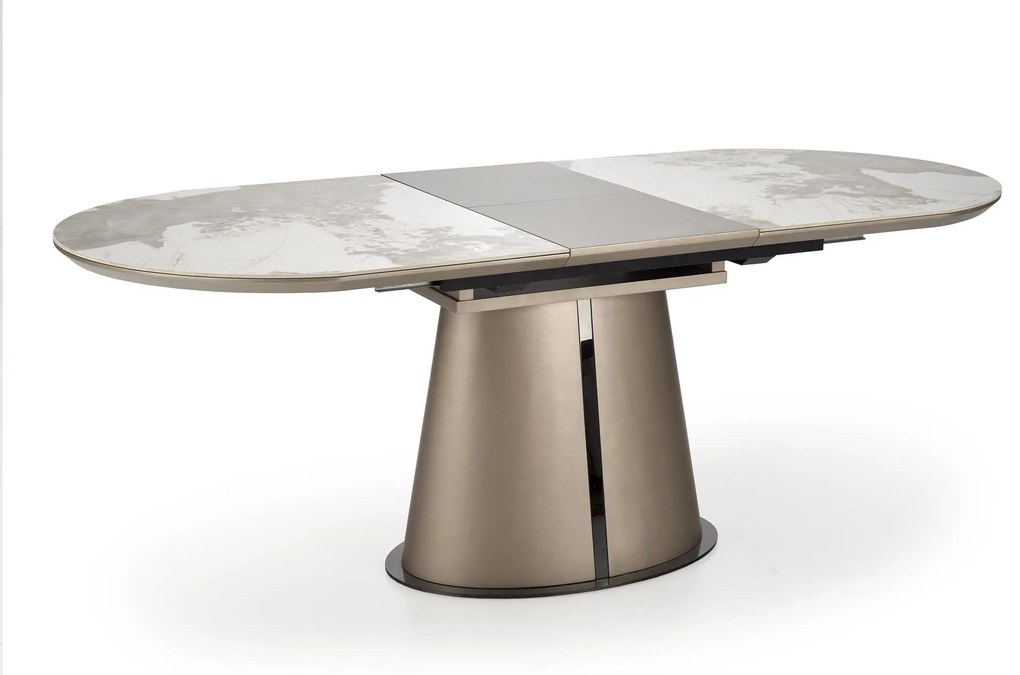 ROBINSON stół rozkładany 160-200/90/76 cm, beżowy marmur cappuccino czarny