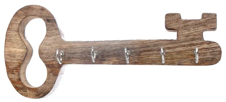InDecor Wieszak na klucze z drewna mango Old key,25 x 5 x 11 cm