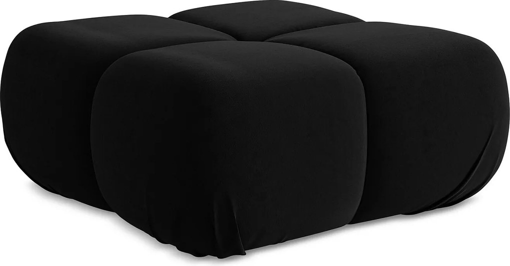 Pufa - z tkaniny welwetowej - czarny - LOKUA