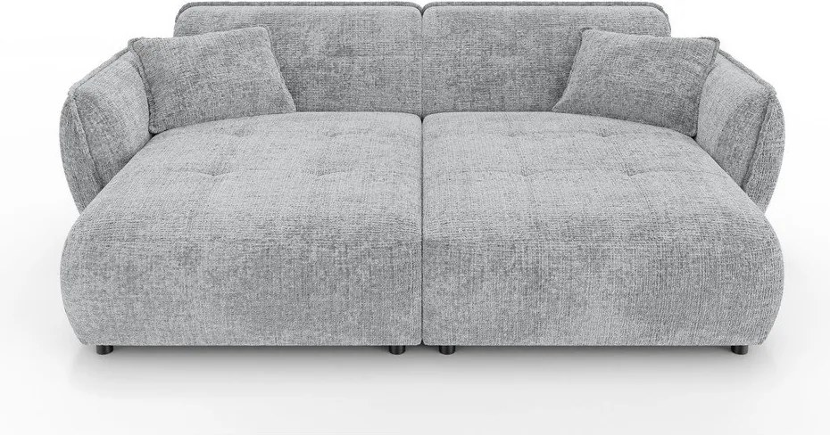 Jasnoszara sofa z tkaniny szenilowej z szezlongiem 252 cm Nelia Big – Ropez