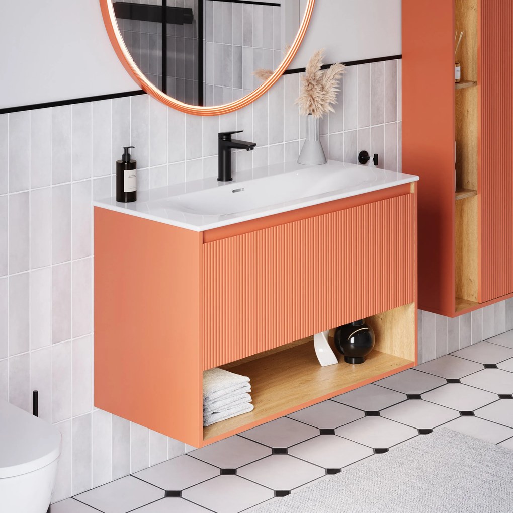 Szafka pod umywalkę BELDIVO 100 cm z umywalką ceramiczną