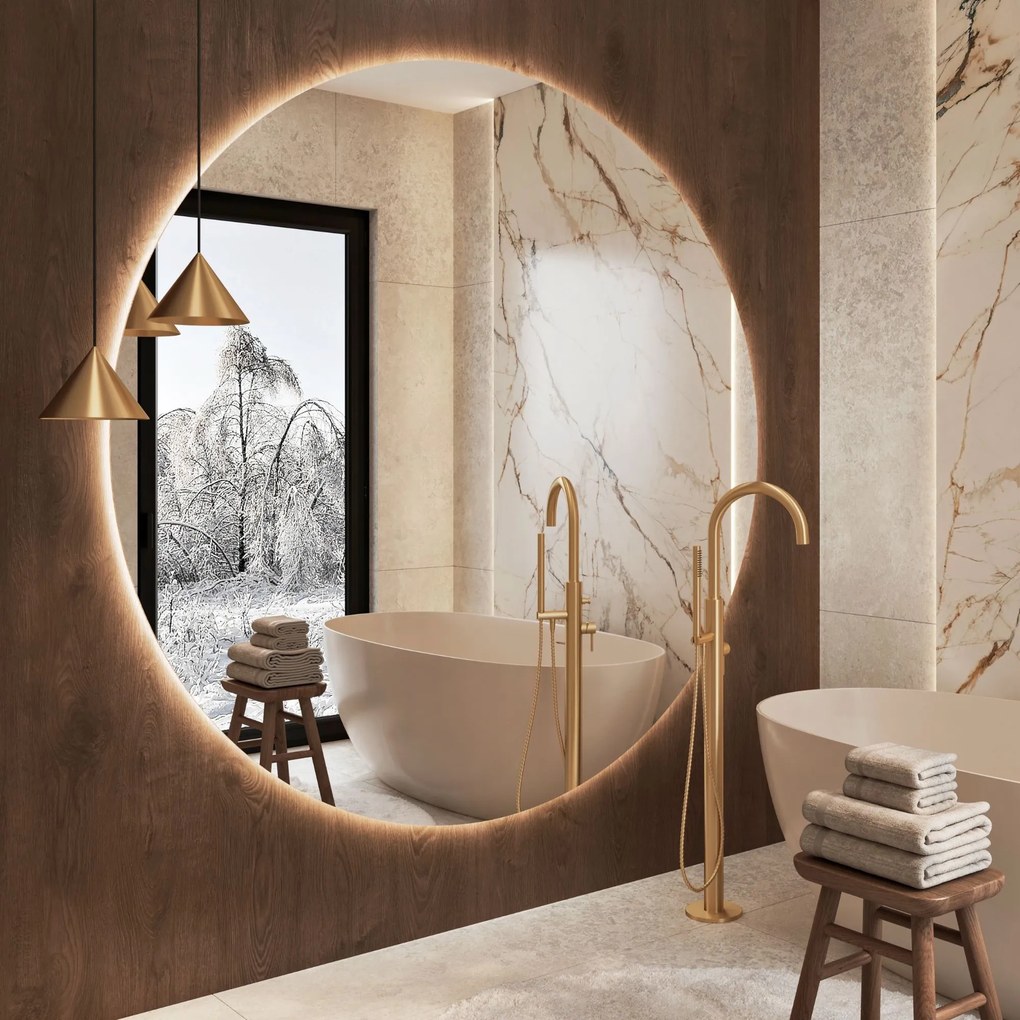 Lustro okrągłe wiszące bezramowe z podświetleniem MOON XXL LED | Różne rozmiary | Różne kolory : Kolor tafli szkła - Srebrny, Średnica - 160 cm