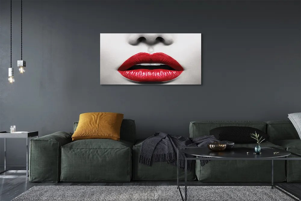 Duży obraz na płótnie Czerwone Usta i Nos Kobiety