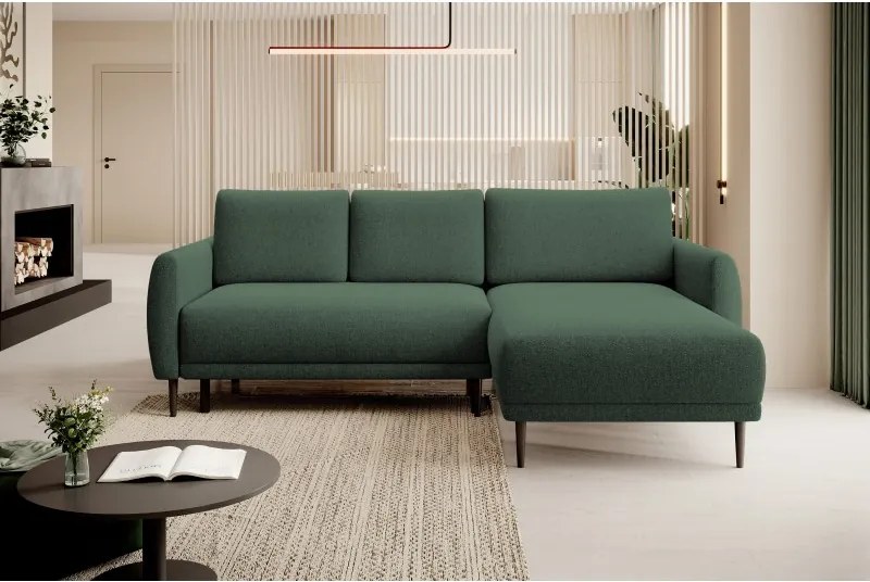 Narożnik BONO z funkcją spania Drewniane nóżki Eleganckie podłokietniki Głębokie siedzisko Prawa strona Barrel 37