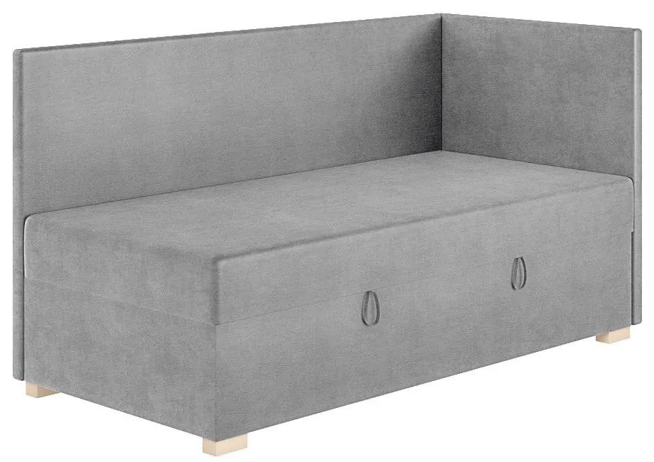 Szare narożne łóżko dziecięce ze schowkiem i materacem 90x200 cm Flexi – Ghado