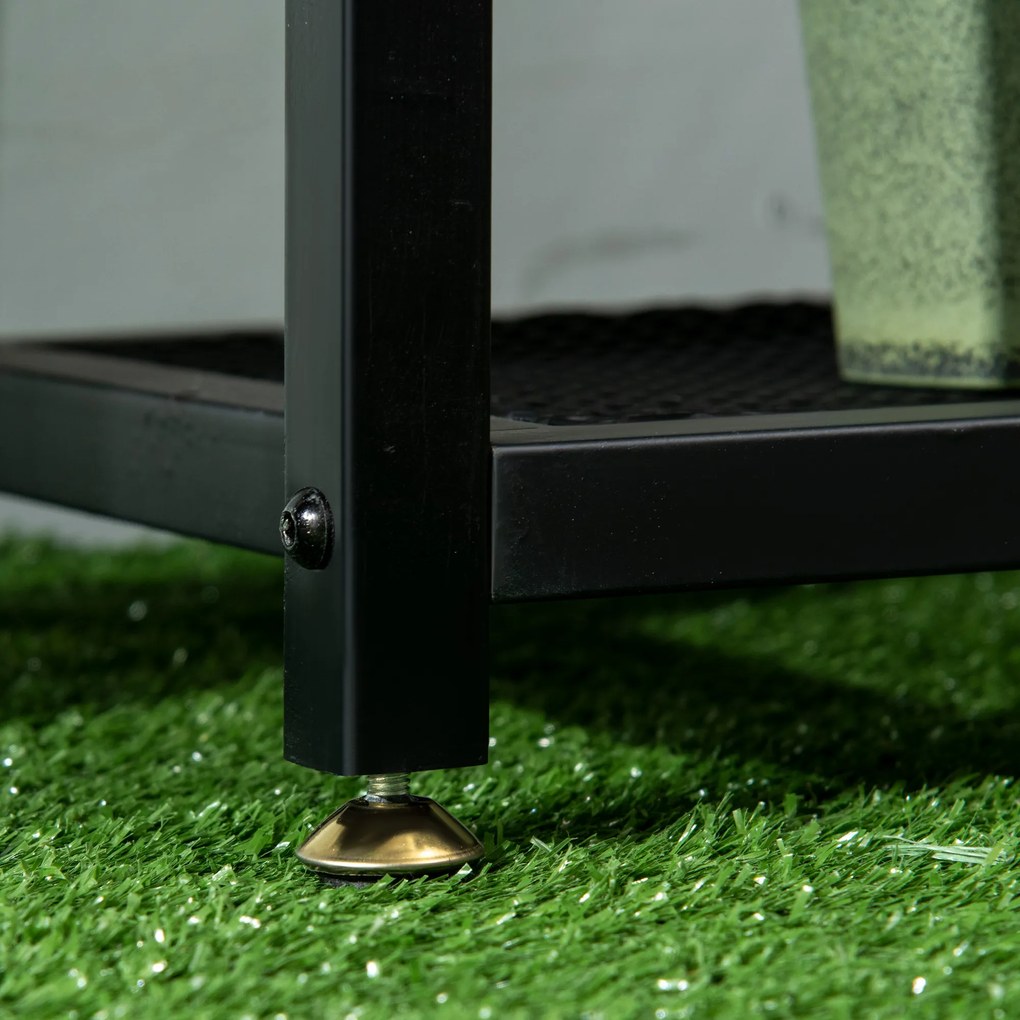 Outsunny Kwietnik Stojak na Rośliny 4 Półki Odporny na Warunki Atmosferyczne Czarny 91x25x83cm | Aosom PL