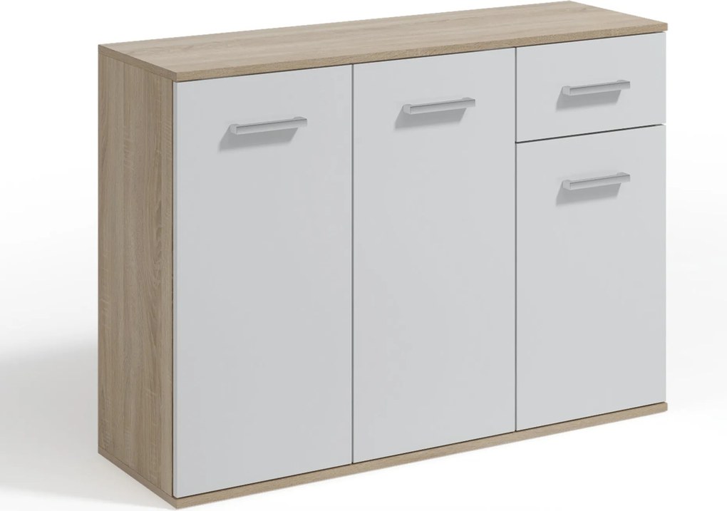 Komoda GIACOMO V - Dąb sonoma / Front Biały