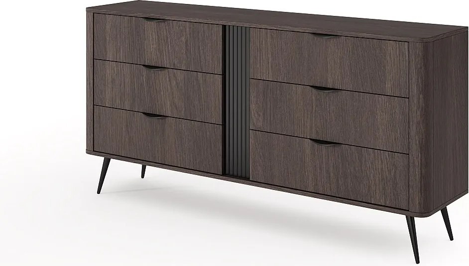 Komoda, dąb Dunin w połączeniu z czernią, 163,2 x 81,2 x 38 cm