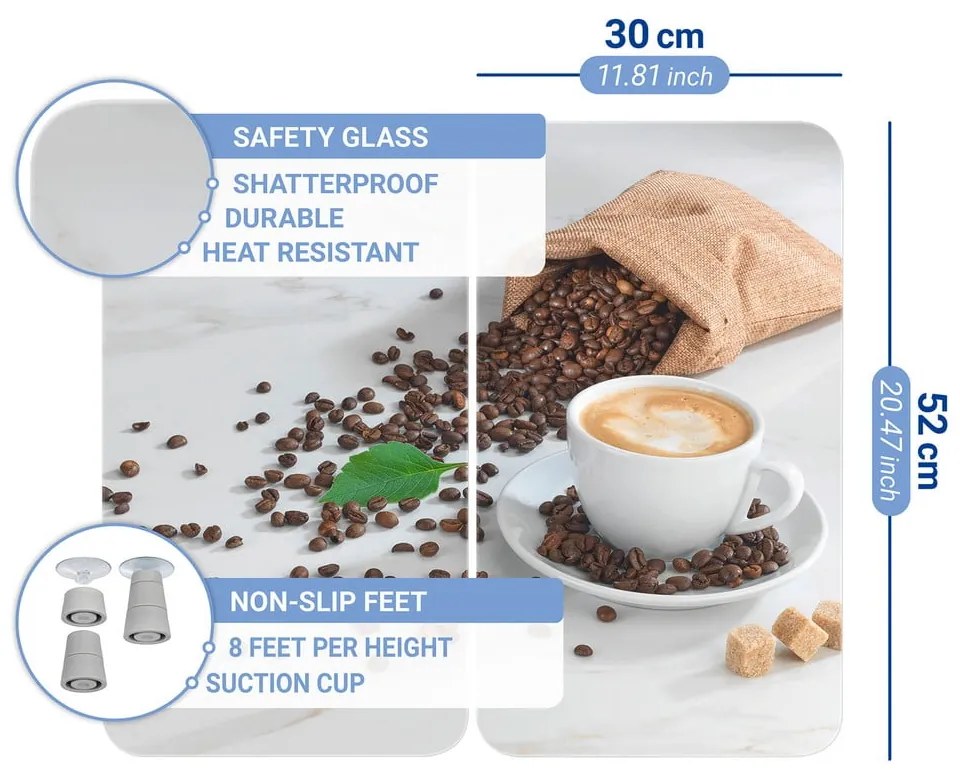 Płyty ochronne na kuchenkę ze szkła hartowanego zestaw 2 szt. 52x30 cm Café Aromatica – Maximex