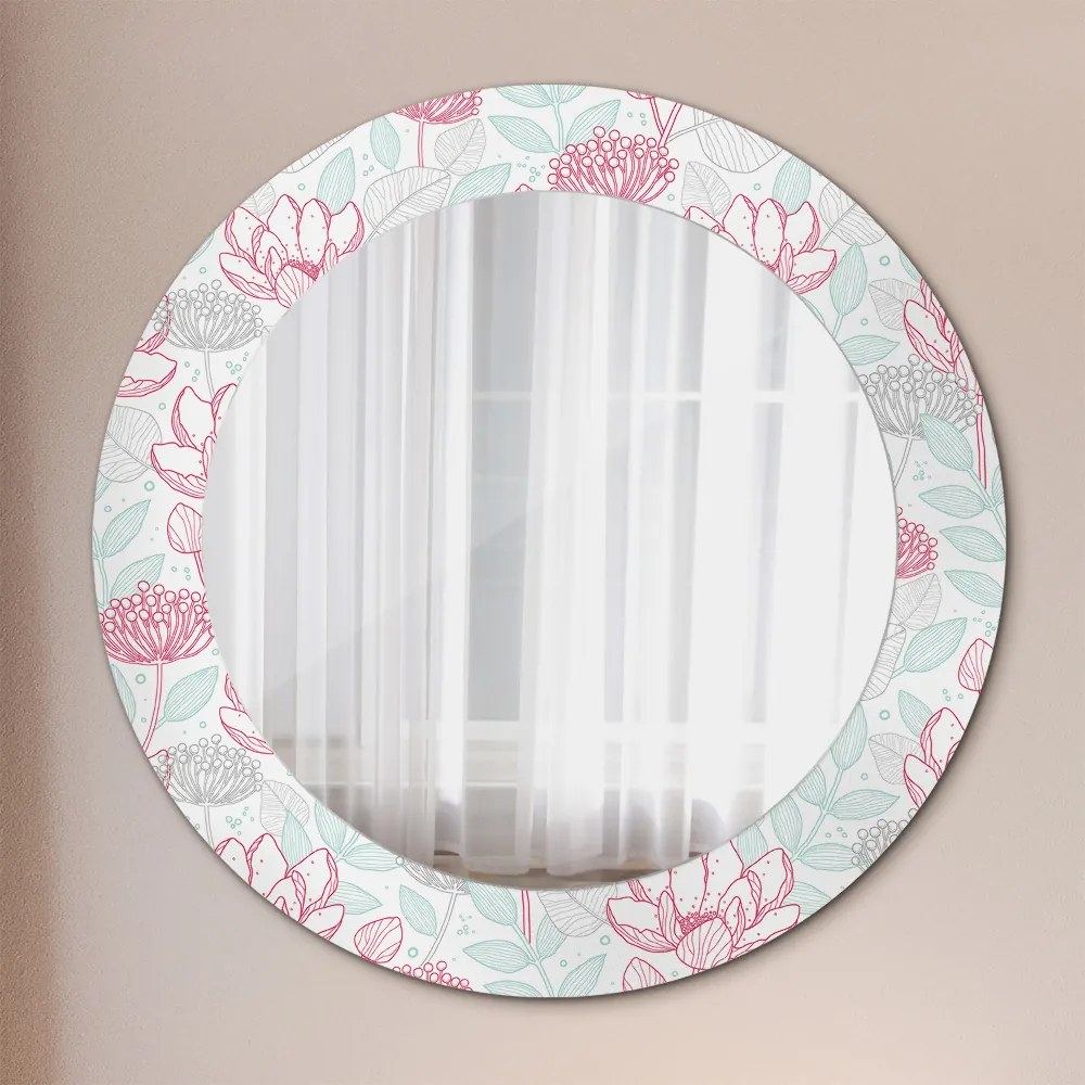 Lustro z nadrukiem dekoracyjne okrągłe Kwiaty