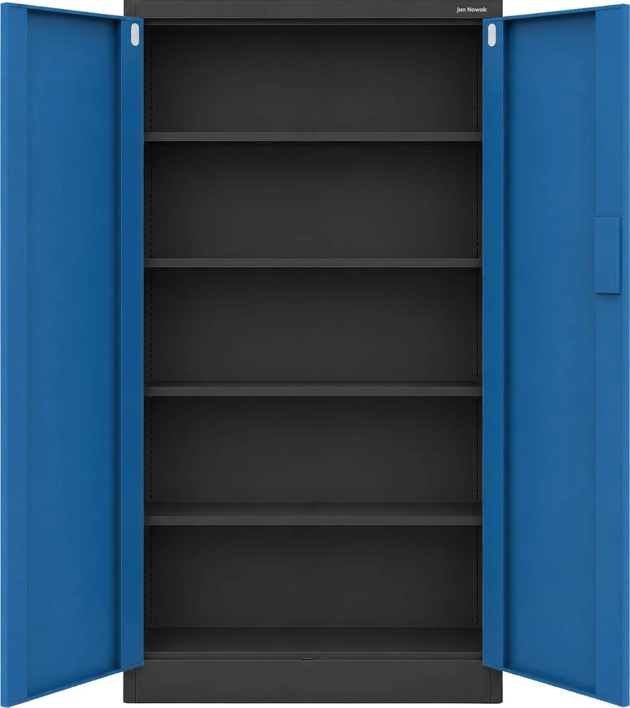 Szafa biurowa metalowa z zamkiem na szyfr antracytowo-niebieska, 900x1850x400 mm: DANIEL