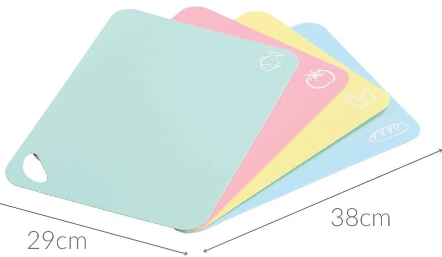 Zestaw pastelowych mat do krojenia, 4 sztuki, 38 x 29 cm, Kesper