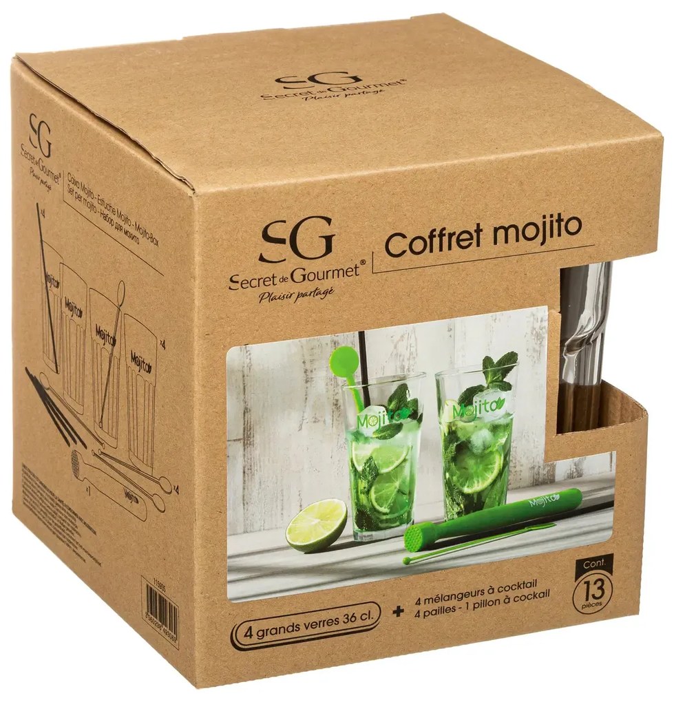 Szklanki MOJITO, zestaw 13 elementów, mohito drink, szklanki do zimnych napojów