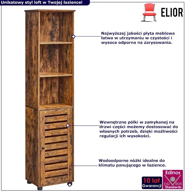 Industrialny słupek łazienkowy rustykalny brąz N7-W85