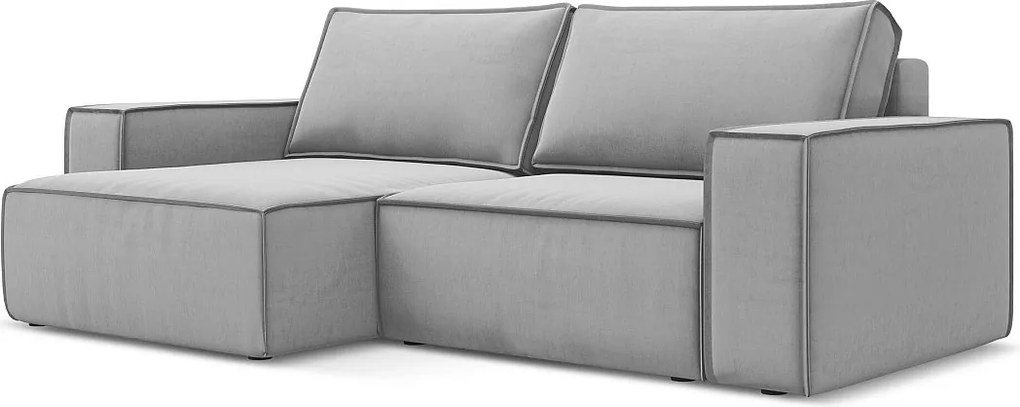 Narożnik lewostronny z funkcją spania - z tkaniny welwetowej - szary - KIMO