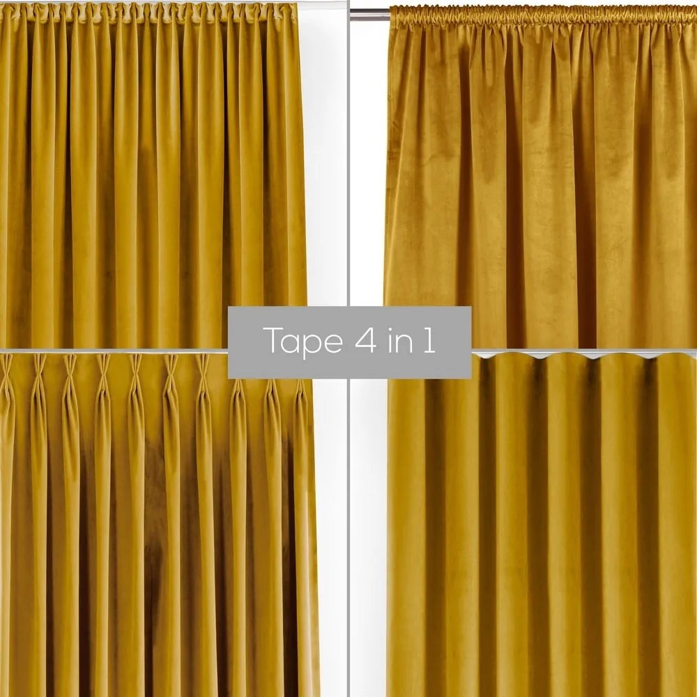 Musztardowa aksamitna zasłona częściowo zaciemniająca (dimout) 200x270 cm Velto – Filumi