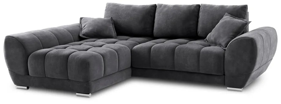 Ciemnoszary rozkładany narożnik z aksamitnym obiciem Windsor &amp; Co Sofas Nuage, lewostronny