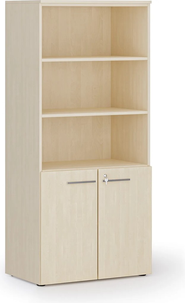 Szafa biurowa z drzwiami niskimi PRIMO WOOD, 800 x 500 x 1781 mm, brzoza