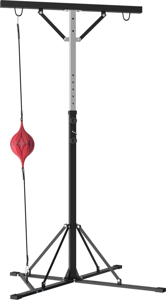 SPORTNOW Stojak na worek bokserski, regulowana wysokość z szybkobieżną piłką, metalowa rama, 160L x 145S x 175-220W cm, czarny
